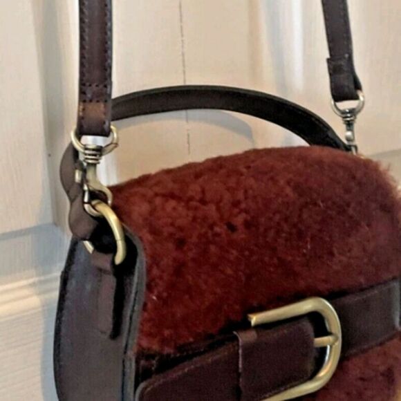 Patricia Nash Dark Brown Shearling Crossbody Bag Womens Handbag Purse Tote Carry - Picture 7 of 16